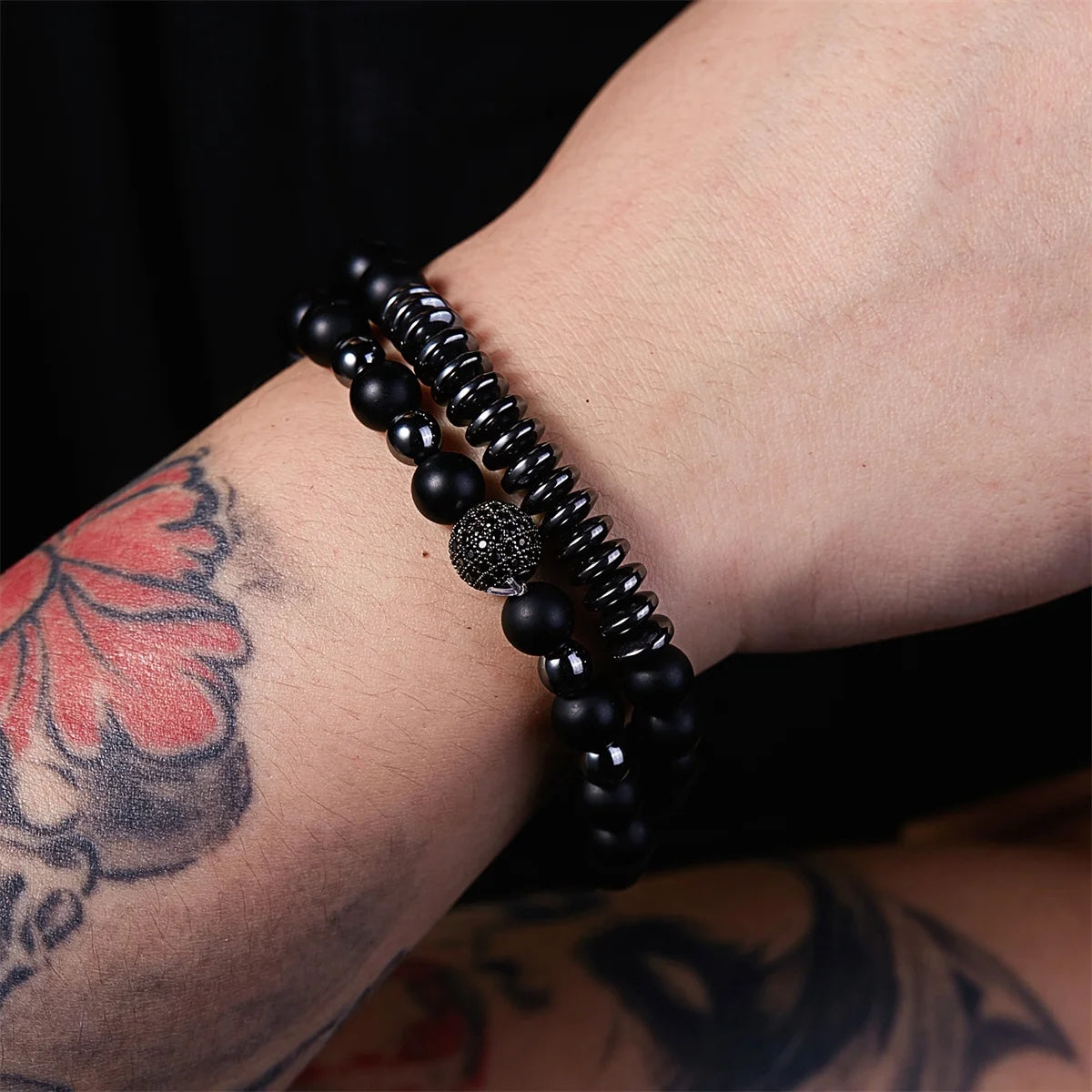 Natural Lava Stones Matching Bracelets 2Pcs/Set (4 Choices)