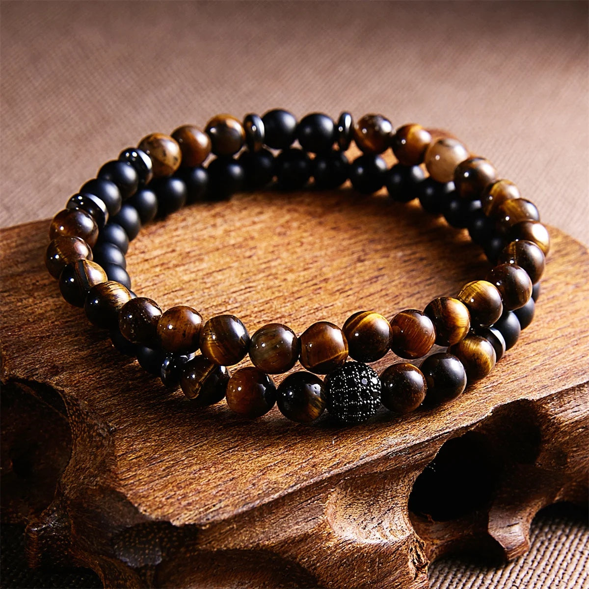 Natural Lava Stones Matching Bracelets 2Pcs/Set (4 Choices)