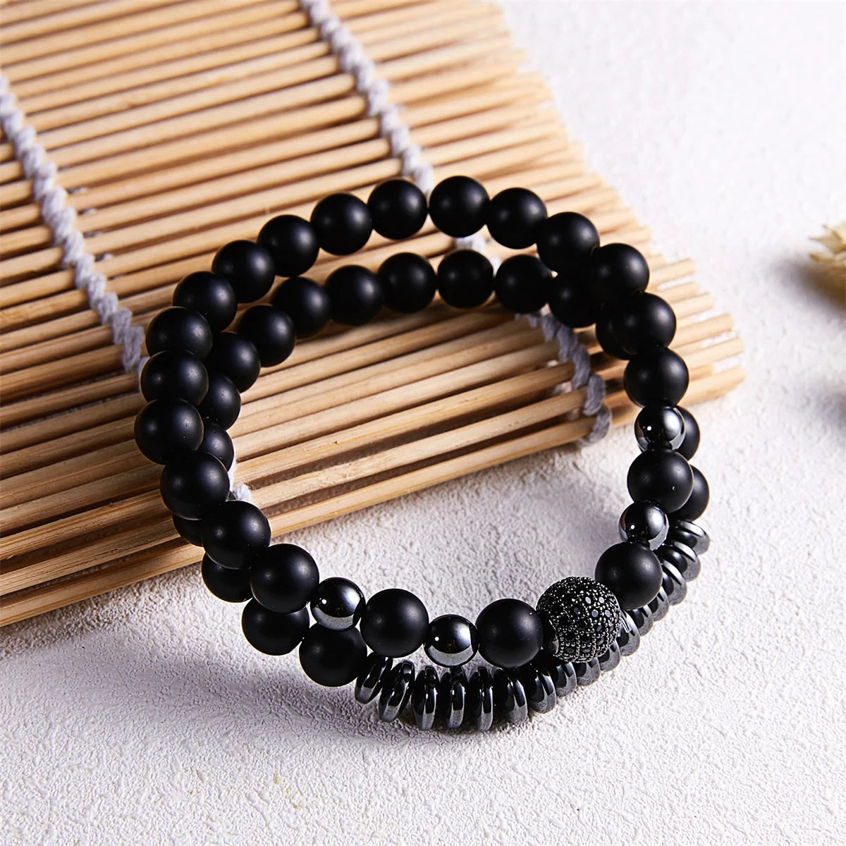 Natural Lava Stones Matching Bracelets 2Pcs/Set (4 Choices)