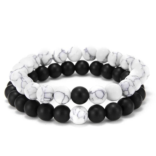 Natural Lava Stones Matching Bracelets 2Pcs/Set (4 Choices)