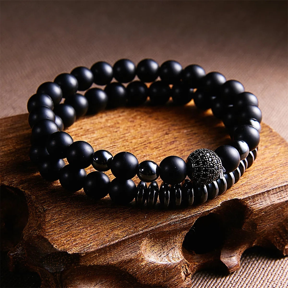 Natural Lava Stones Matching Bracelets 2Pcs/Set (4 Choices)