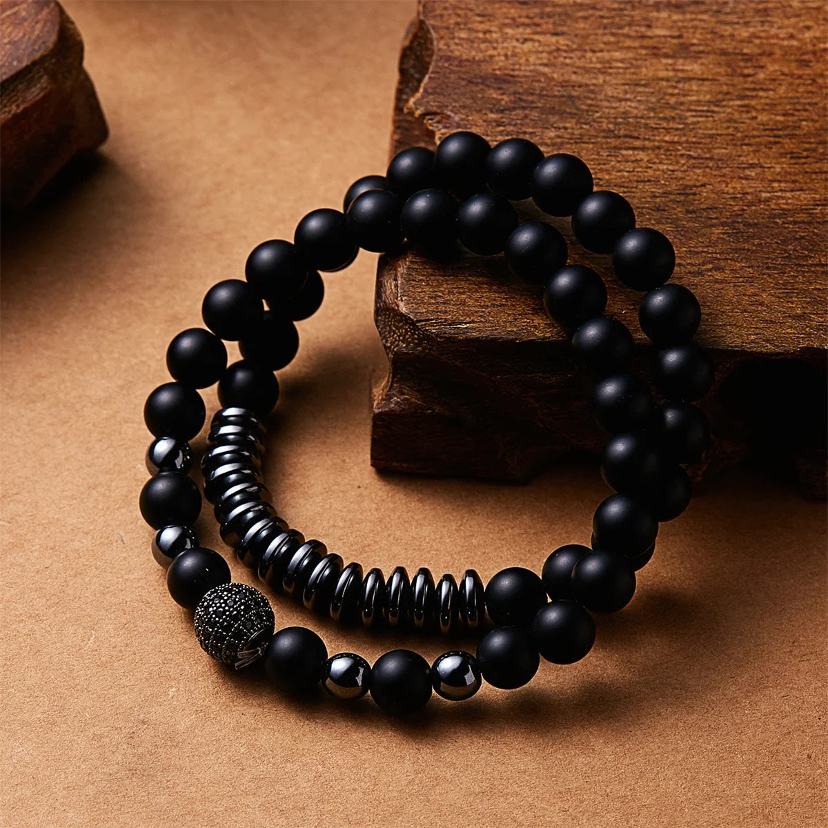 Natural Lava Stones Matching Bracelets 2Pcs/Set (4 Choices)