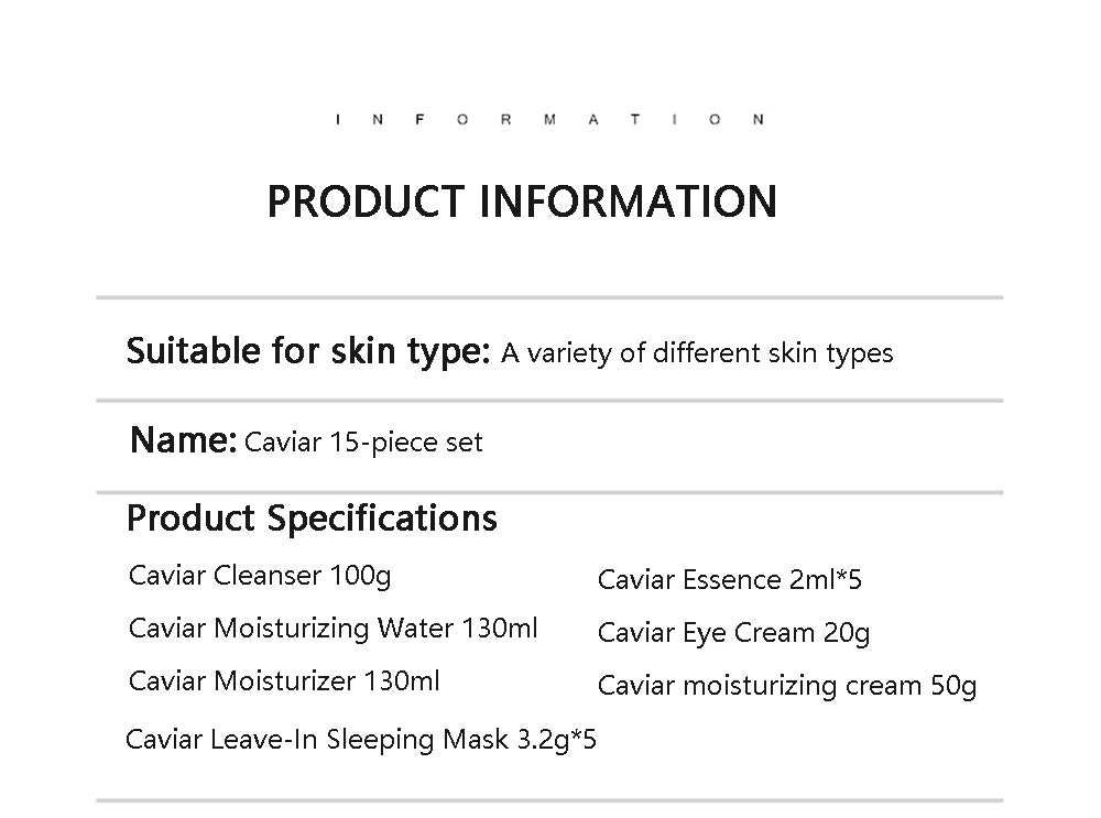 15pcs Korean Youthful Caviar Skin Care Set