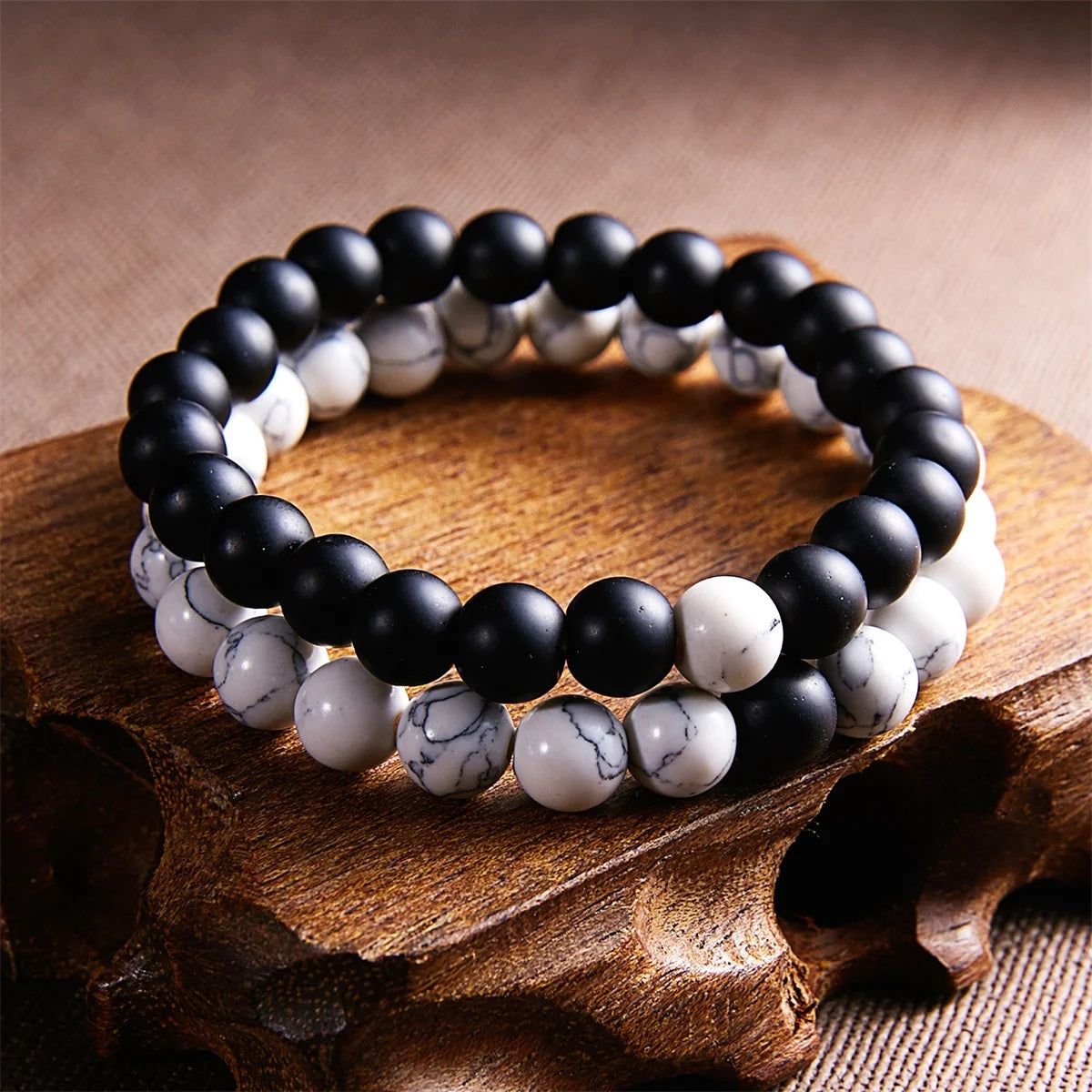 Natural Lava Stones Matching Bracelets 2Pcs/Set (4 Choices)