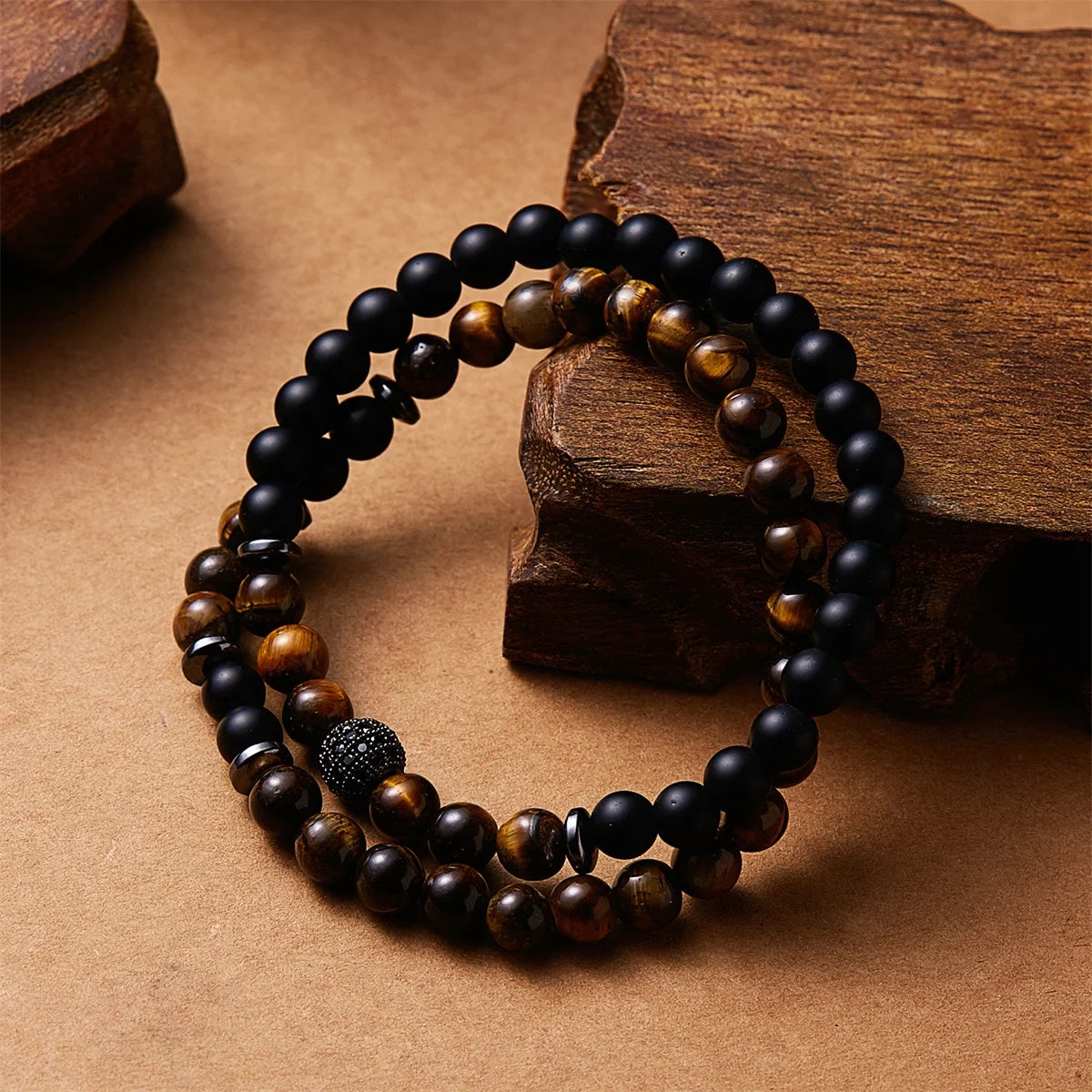 Natural Lava Stones Matching Bracelets 2Pcs/Set (4 Choices)