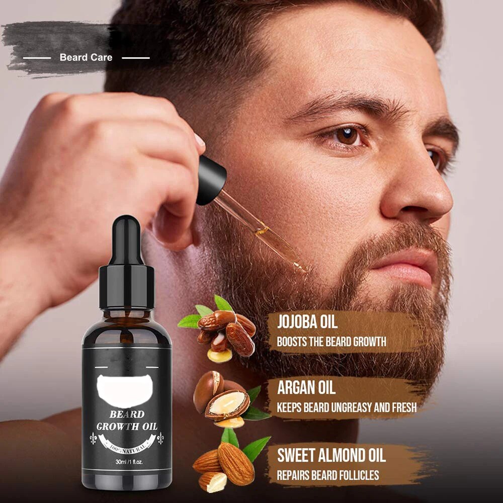 Beard Growth Kit (4pcs & 1 storage bag)