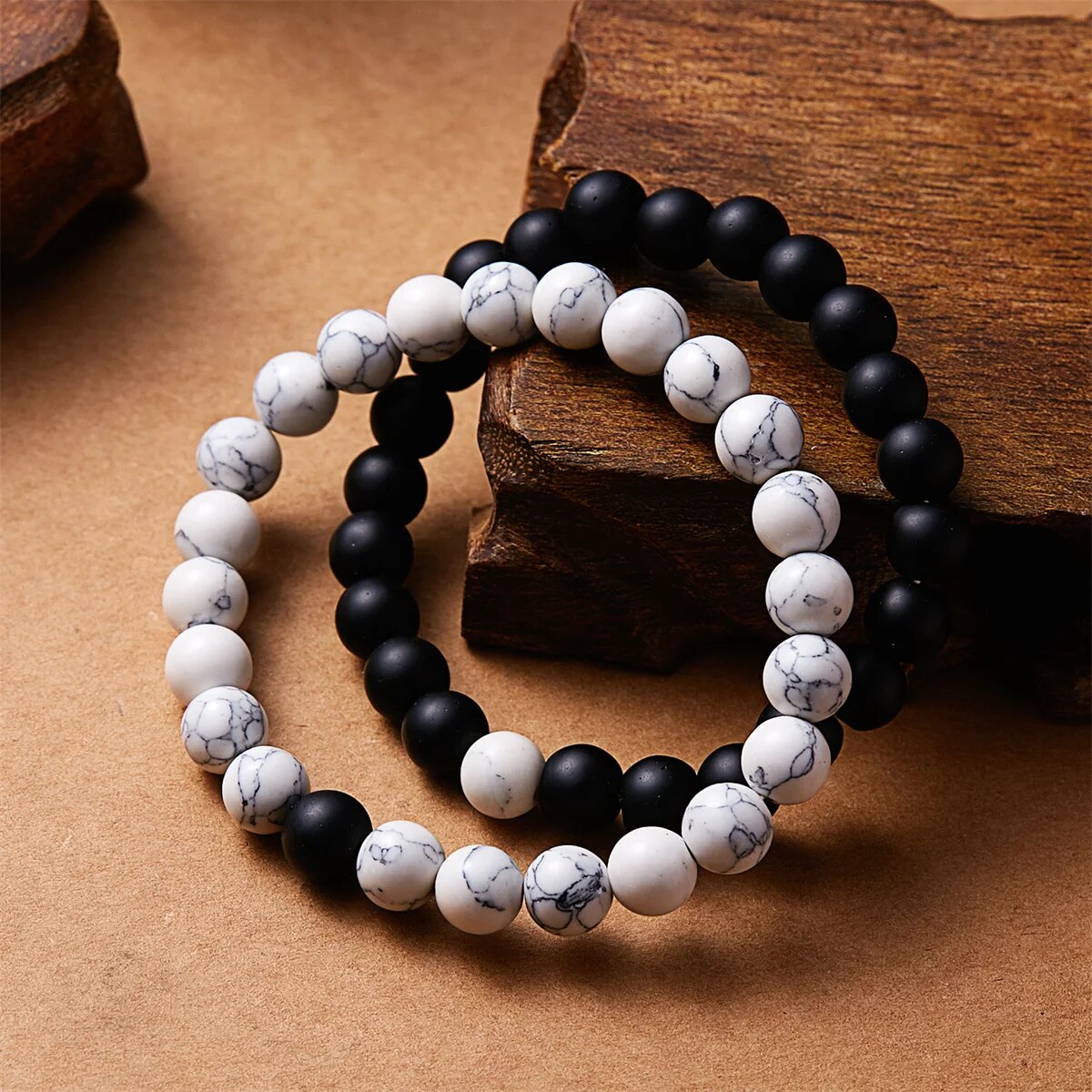 Natural Lava Stones Matching Bracelets 2Pcs/Set (4 Choices)