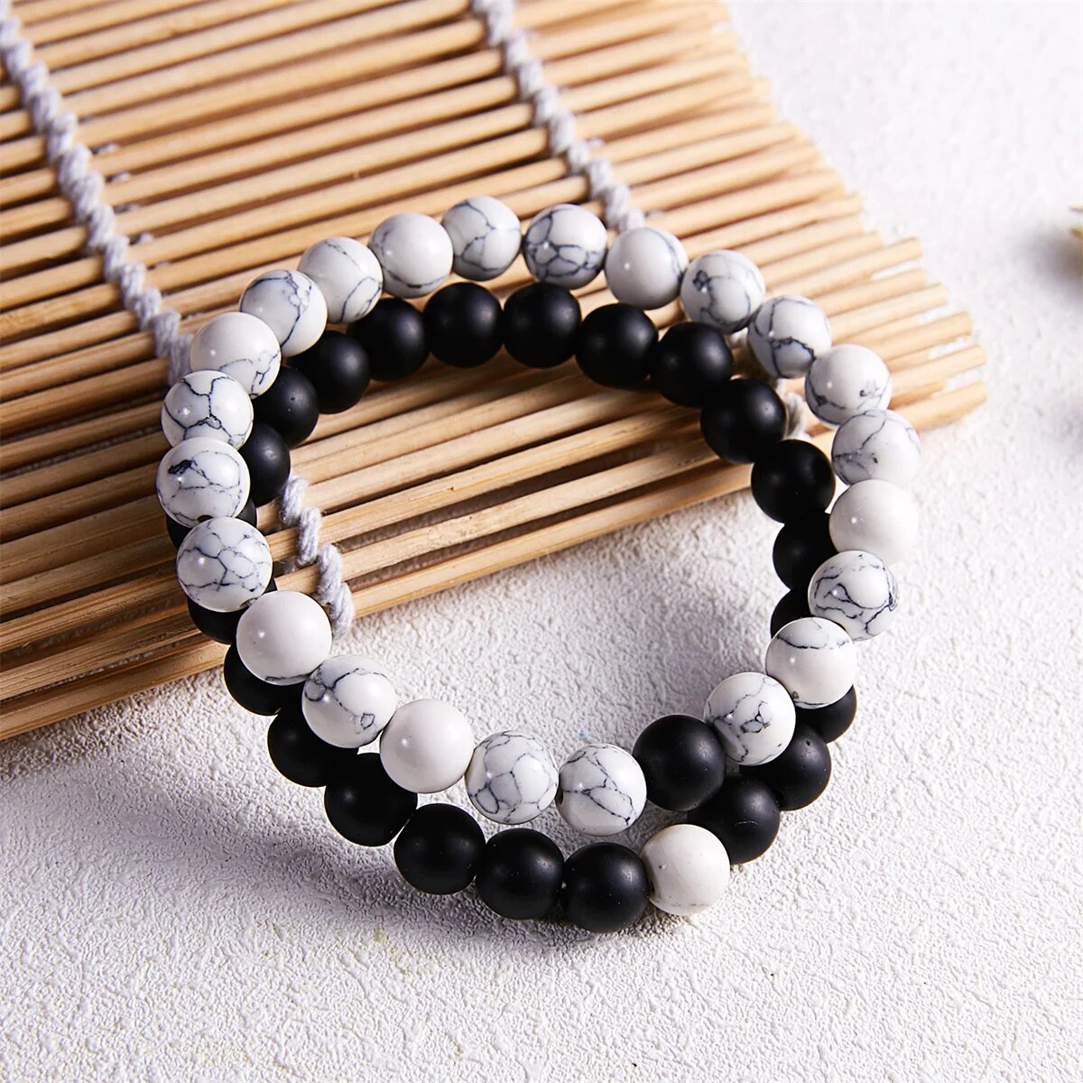 Natural Lava Stones Matching Bracelets 2Pcs/Set (4 Choices)
