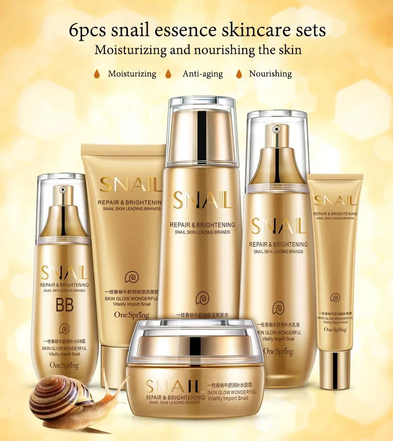 6pcs Korean Anti-aging Snail Skin Care Set