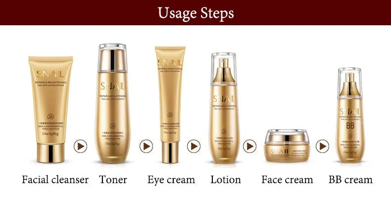 6pcs Korean Anti-aging Snail Skin Care Set