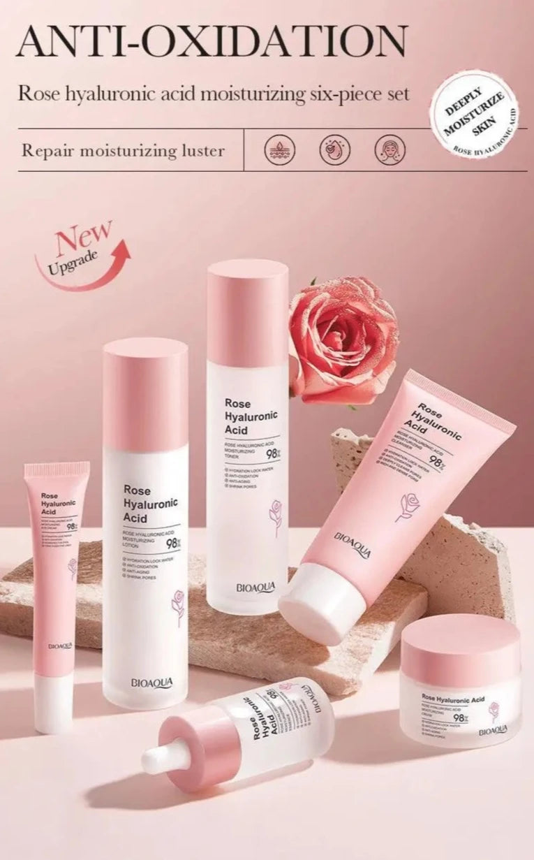 Rose Hyaluronic Acid Skin Care Set 6pcs