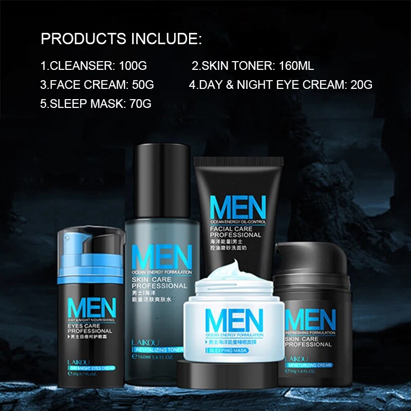 5pcs Oil-Control/Moisturizing Men Skin Care Set